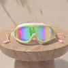 Óculos de natação infantis, alta definição, antiembaçante, à prova d'água, protetores auriculares integrados, armação grande, universal para meninos e meninas, óculos de natação profissionais para piscinas