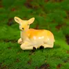 Simulação animal fofo veado micro paisagem cena jardinagem bonsai acessórios artesanato resina família de veados