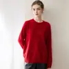 Suéter Kangsaini de Hilo 100% Cachemir para Mujer, Suéter Cepillado de Cuello Redondo, Top Holgado de Punto Grueso con Forro Polar