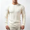 Suéter masculino de gola redonda Amazon 2026, tricot torcido moderno e estiloso, camada base casual