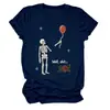 Camiseta feminina independente da Amazon, da moda, única e divertida, com caveira "well shit", balão, rosa, gola redonda e manga curta