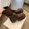 Nuevas Botas Otoño 2026, Botines Cortos de Tacón Grueso de Moda, Estilo Británico, Botas tipo Martin Súper Elegantes y Populares