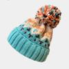 Chapéu de lã com pompom de pelo multicor feminino chapéu doce japonês de bola outono e inverno chapéu de tricô quente espesso proteção para os ouvidos para ciclismo