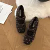 Zapatos Planos Retro Estilo Coreano con Lazos Cuadrados y Lunares para Mujer 2026 Otoño/Invierno Suela Suave Versátiles Estilo Ballet Planos Peludos