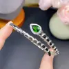 ¡Nueva Llegada! Pulsera de Diópsido Natural Plata 925 Chapada en Oro Blanco Tamaño de la Piedra Principal 5*7mm