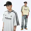 Camiseta Informal Americana Casual Personalizada de Manga Corta para Hombre Verano Algodón Puro Holgada Estampada de Media Manga