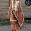 Falda Irregular de Imitación Ante 2025 para Mujer de Cintura Alta Ajustada con Borlas Falda Línea A Cinturón Hippie Pantalones de Seguridad