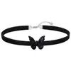 Collar de encaje negro cadena para la clavícula temperamento Súper hada mariposa tridimensional gargantilla joyería hecha a mano