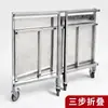 Carrito de puesto de mercado nocturno con mesa plegable, carrito móvil empujado a mano para salchichas a la parrilla y bocadillos, puesto de mercado, móvil