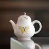 Moji Sakura Rosa Borboleta Sonho Cor Conjunto de Chá Japonês Pintado à Mão Coleção Kung Fu Conjunto de Chá Cobertura de Bule Doméstico Tigela Xícara de Chá