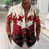 Comércio Exterior Amazon Venda Quente Camisa Masculina com Estampa Digital 3D Dia Nacional Canadense Manga Curta com Bolso Canguru Calças