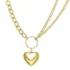 Joyería de Moda Transfronteriza Europea y Americana, Collar con Colgante de Corazón de Doble Capa Simple y Elegante para Mujer, Cadena Única de Clavícula con Corazones Superpuestos