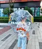 Paraguas Transparente con Temática de Gatos Lindos para Niños de Preescolar de 2 a 7 Años, Paraguas Largo Ligero con Dibujos Animados del Bosque para Niños al por Mayor