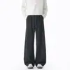 Pantalones de marca modernos, limpios, fluidos, de pierna ancha para hombre, de verano, a cuadros, holgados, negros, rectos, casuales, ajustados, pantalones de chándal deportivos