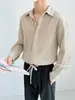 Camisa de manga larga de alta gama para hombre con textura arrugada, camisa moderna estilo coreano, nuevo estilo primavera y otoño, top casual elegante y holgado para hombre