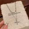 Collar Colgante de Plata Estilo Ins Lujo Ligero Nicho para Mujer Diseño de Doble Capa con Cadena para Clavícula Incrustada de Diamantes Accesorios