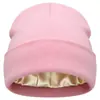 Chapéu de tricô de cor lisa de alta qualidade com forro acetinado de acrílico puro protege o penteado mantém aquecido chapéu de lã