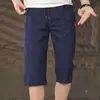 Moda Roupa de Trabalho de Seda Gelada Secagem Rápida Zíper Calças Cropped Masculinas Verão 2025 Novos Shorts Casuais Largos Tendência