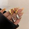 Pendientes de botón de estilo francés de lujo ligero, minimalistas, con forma de arco brillante, para mujer, estilo frío de Instagram, pendientes con forma de luna, pendientes de acero de titanio