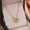 Collar de Acero de Titanio con Colgante Micro-Incrustado de Estilo Elegante y Lujoso de Venta Caliente en el Comercio Exterior Que No Se Desvanece, Cadena de Clavícula para Mujer con Diamantes Completos Moderna y Versátil
