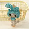 Llavero de Metal My Melody Conejo de Dibujos Animados Full Diamante Aleación Incrustada con Diamantes Lindo Corazón Femenino Llavero para Bolso Coche