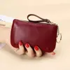 Nova Carteira Pequena de Couro Macio com Zíper e Porta-Chaves Simples, Bolsa para Moedas, Porta-Moedas Fino Simples para Mulheres 2024
