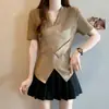 Ropa para Mujer Tallas Grandes para Chicas Gorditas, Tops Elegantes de Punto Patchwork Asimétricos de Verano, Camisetas Versátiles de Manga Corta Adelgazantes