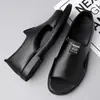 Sandalias de Cuero Suave para Hombre, Zapatos de Playa Transpirables de Verano, Sandalias Romanas para Hombre de Suela Blanda, Antiolor, Casual, Antideslizantes