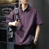 Camisa Polo a Rayas Patchwork Ligera Transpirable Secado Rápido con Cremallera Manga Corta para Hombre Nueva Primavera/Verano Cuello Campana Ropa de Trabajo Media Manga