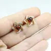 Brincos de Âmbar Sangue Naturais, Brincos Simples de Âmbar Sangue com Contas Redondas de 6mm, Brincos de Estrela Cauda de Fênix com Design de Nicho