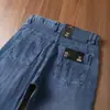 Primavera e Verão Europeus Finos Respiráveis Macios Confortáveis Elásticos Retos Largos Casuais Jeans de Algodão Tencel Masculino