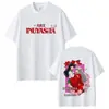 Camiseta Anime Inuyasha Kagome Padrão Sakura para Homens e Mulheres, Casual Oversized Manga Curta Unissex Moda