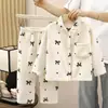 Conjunto de pijama para niños, forrado de polar y engrosado, franela para niños, ropa de casa cálida para niñas, conjunto de cárdigan, ropa para bebés y niños