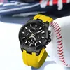Reloj deportivo de cuarzo multifuncional para hombre con correa de silicona hipoalergénica, tres subesferas y seis manecillas, pantalla de 24 horas para hombre