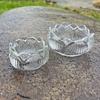 Portavelas de loto de seis hojas de Buda, relieve de loto, portavelas de cristal transparente, copa vacía para lámpara de mantequilla, péndulo de mesa de cera aromática de mantequilla sin humo