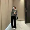 Camiseta básica de punto de manga larga, suave y cómoda, corte ajustado, para mujer, color liso, cuello redondo, hombro normal, perfecta para usar en capas, de otoño e invierno, transfronteriza