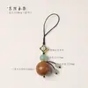 Colgante Vajra Sutra de seis lados para madera de 20 mm con diseño personalizado, cordón para teléfono móvil, accesorio de calcedonia de ágata bodhi