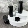 Fornecimento direto da fábrica 32 dentes 60ml frasco cilíndrico reto preto tampa de pó pó para brotoeja talco pó secante frasco de HDPE