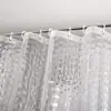 Cortina de Ducha Transparente 3D Simple de Peva y Eva Cubo de Agua Cortina de Ducha Impermeable Cortina Divisoria de Baño con Ganchos Magnéticos para Cortina de Ducha