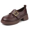 Mocasines de mujer de moda británica, otoño 2024, nuevos zapatos de plataforma de punta redonda de cuero suave, tacón grueso, zapatos pequeños de cuero vintage