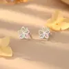 Aretes de Plata de Ley 999 con Flor de Aguja y Circonita Blanca Elegantes de Gama Alta Dopamina Verano Dulce Nicho Pendientes Dropshipping