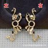 60700 Cobre DIY Accesorios para el Cabello Hechos a Mano Piezas Patrón de Nube Material 25*55mm Estilo Antiguo Anillo de Nube Propicia Cara Accesorios Hanfu