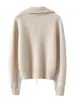 Pre-ventaCárdigan de Cachemir de Lujo para Mujer con Cuello Alto y Solapa, Cierre de Cremallera, Nuevo Otoño/Invierno 2026