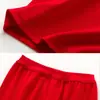 Pantalones de punto para hombre con cuello medio tipo "dad sweater" para personas de mediana edad y mayores, año de nacimiento, holgados, color rojo grande, ropa de otoño, pantalones largos