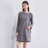 Vestido de maternidade para primavera, outono e inverno, malha para gestantes, modelagem que afina para grávidas, corte solto, novo vestido camiseta de maternidade tamanho grande