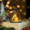 Decoraciones Navideñas Transfronterizas Luz Nocturna Vintage Brillo Regalo Adornos para Ventana Escritorio Lámpara de Velas Impresa