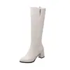 Botas botas de tacón alto botas de caballero alto 32 cremallera lateral Amazon comercio exterior nuevo 46 grueso blanco negro adulto en stock