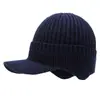 Nuevos estilos de otoño e invierno: Gorros tejidos cálidos para hombre con forro de polar, gorros de moda que cubren las orejas para hombres jóvenes, adecuados para actividades al aire libre y deportes