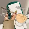 Estilo Igual de Celebridade da Internet Xiaohongshu Olho de Gato Armação de Metal Transfronteiriça Óculos para Miopia Podem Ser Equipados com Lentes Planas Retrô Óculos de Armação Completa