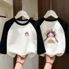 Camiseta de Manga Larga con Retazos para Niña, Capa Base DeRong Ropa de Otoño 2026 Nuevo Top Térmico Interior para Niños Otoño/Invierno